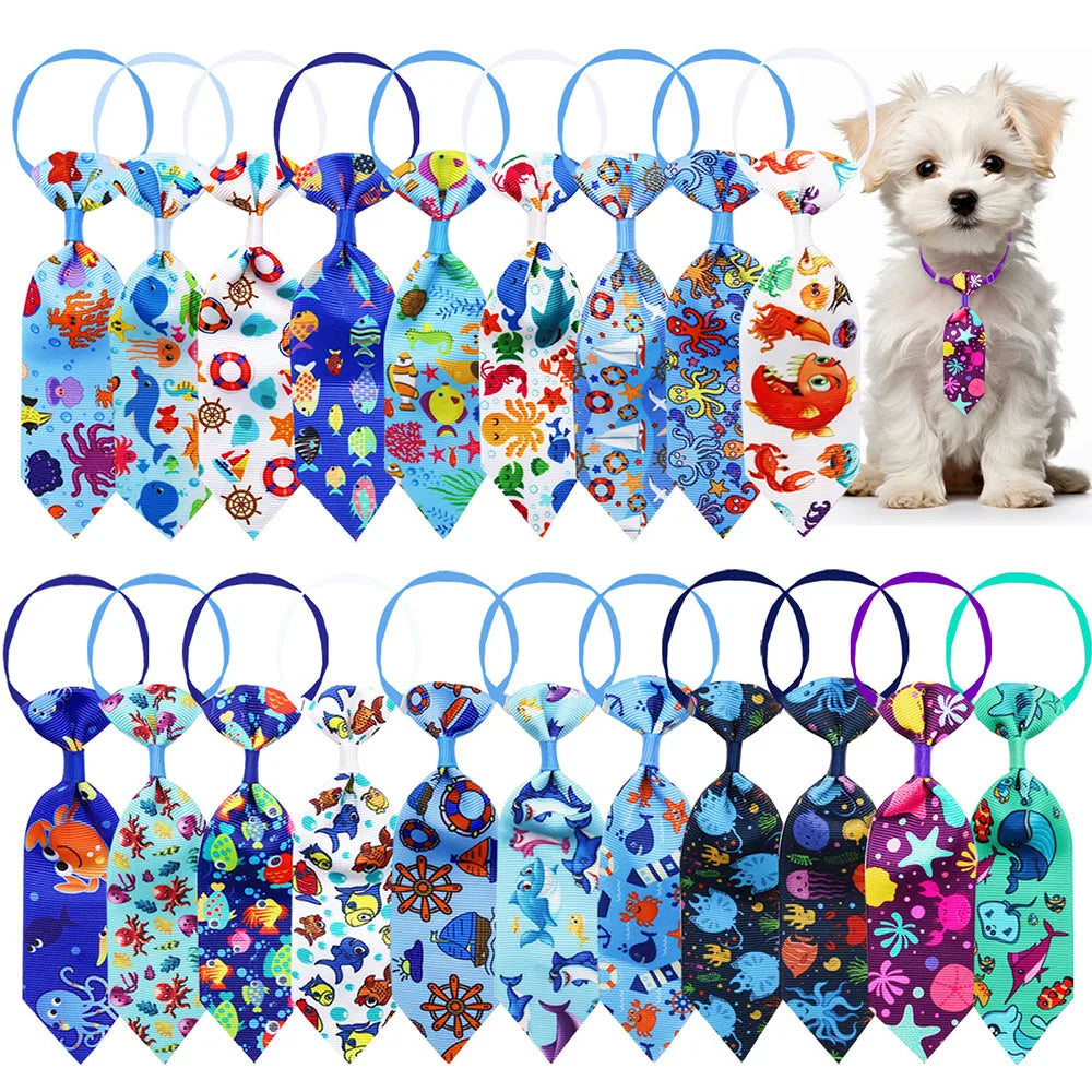 10PCS Beach Party Pet Necktie Bulk Adjustable Bow Tie For Small Dogs