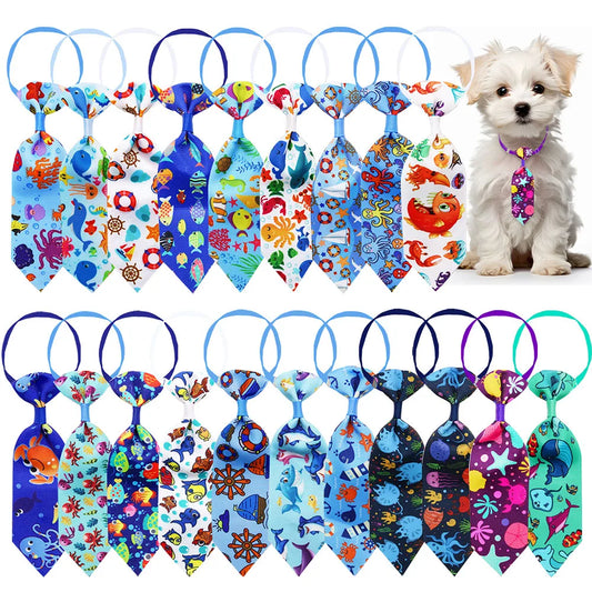 10PCS Beach Party Pet Necktie Bulk Adjustable Bow Tie For Small Dogs