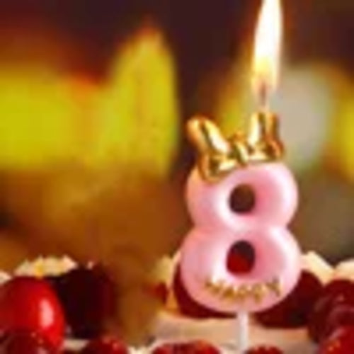 Glitter Number 0-9 Candles Cake Topper with Pink & Gold Bows for Kids