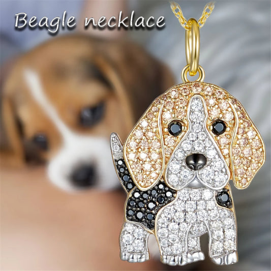 Exquisite Cute Beagle Pendant Necklace for Women Elegant Pet Puppy