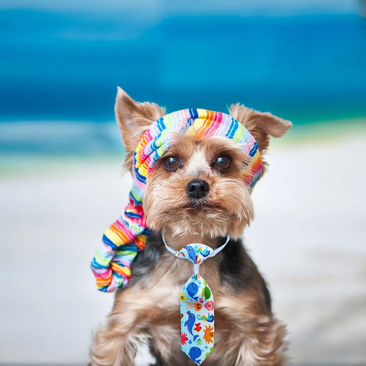 10PCS Beach Party Pet Necktie Bulk Adjustable Bow Tie For Small Dogs