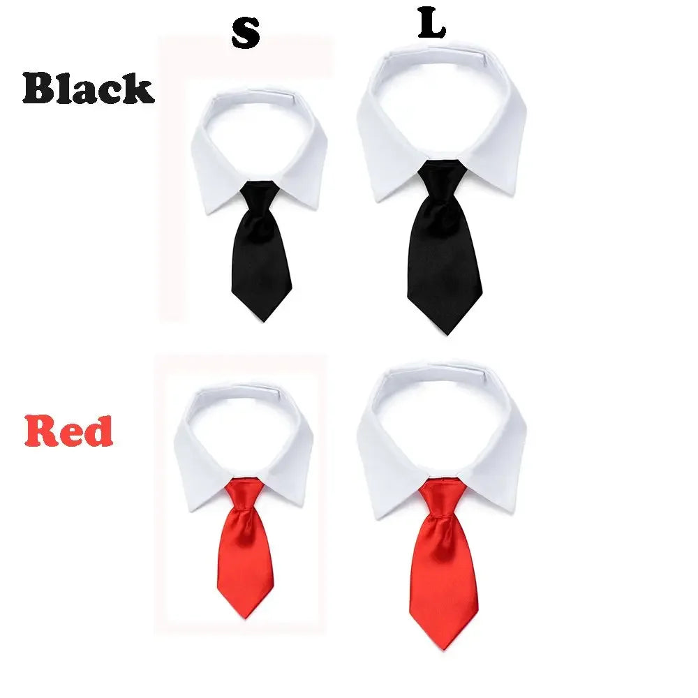 Pet Dog Cat Formal Necktie Tuxedo Bow Tie Black and Red Collar for Dog