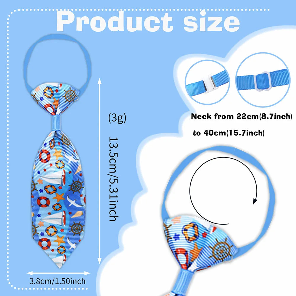 10PCS Beach Party Pet Necktie Bulk Adjustable Bow Tie For Small Dogs