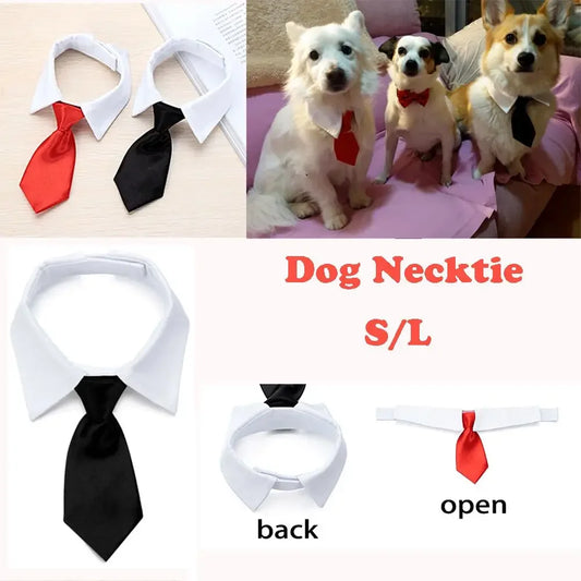 Pet Dog Cat Formal Necktie Tuxedo Bow Tie Black and Red Collar for Dog
