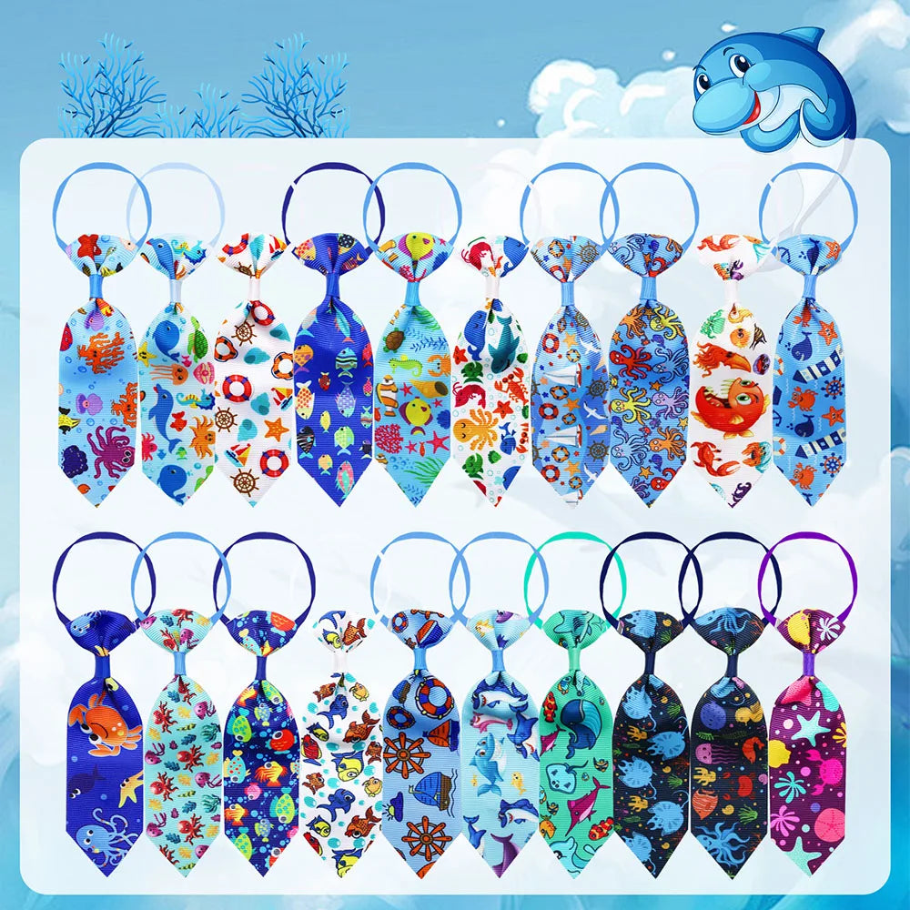 10PCS Beach Party Pet Necktie Bulk Adjustable Bow Tie For Small Dogs