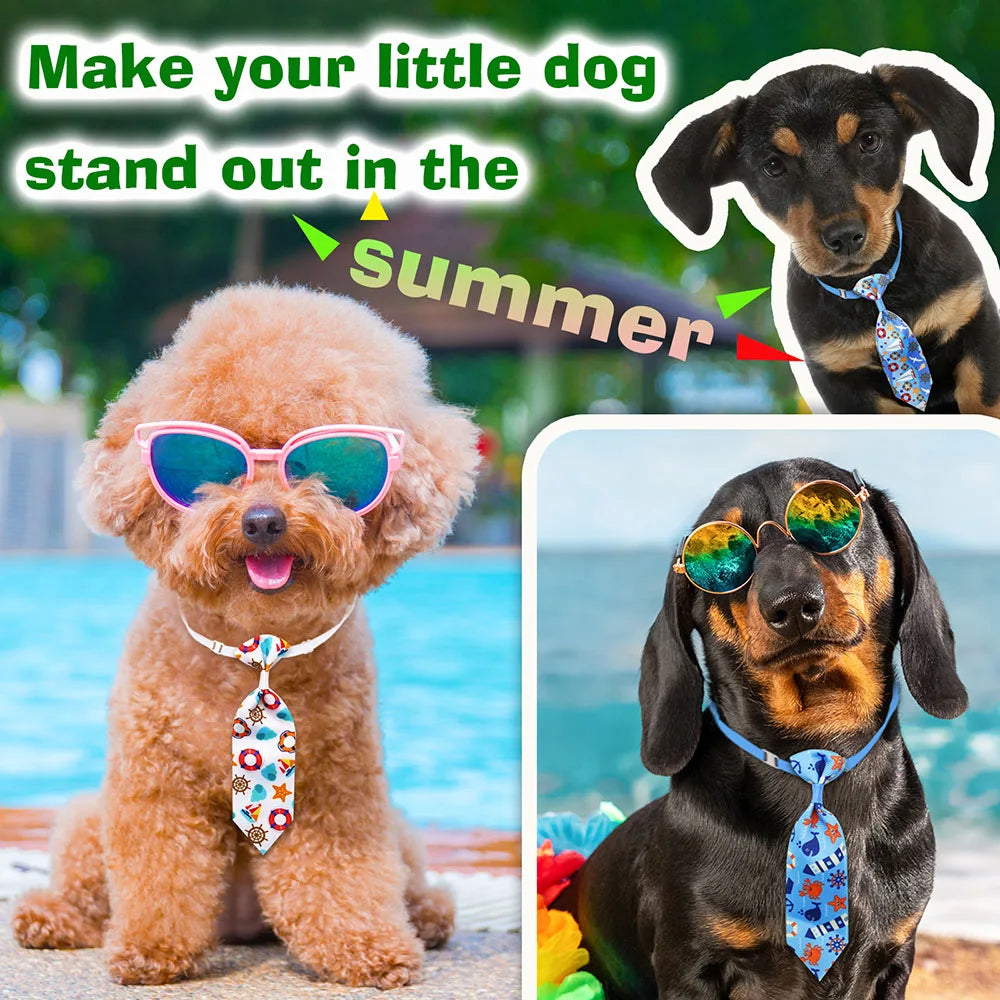 10PCS Beach Party Pet Necktie Bulk Adjustable Bow Tie For Small Dogs