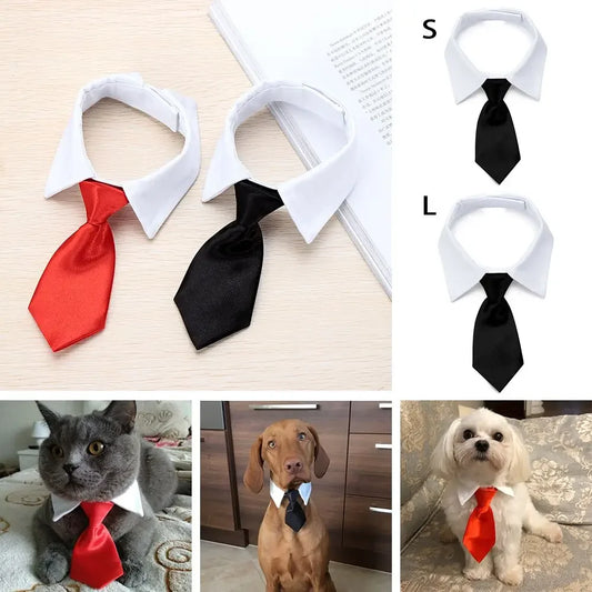 Pet Dog Cat Formal Necktie Tuxedo Bow Tie Black and Red Collar for Dog