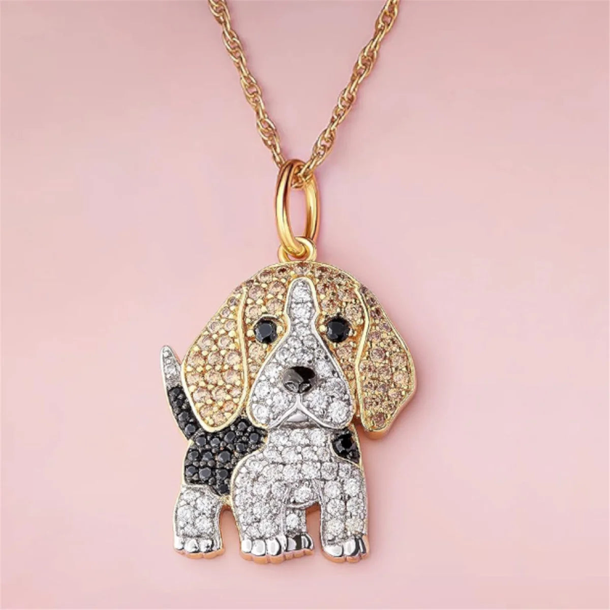 Exquisite Cute Beagle Pendant Necklace for Women Elegant Pet Puppy